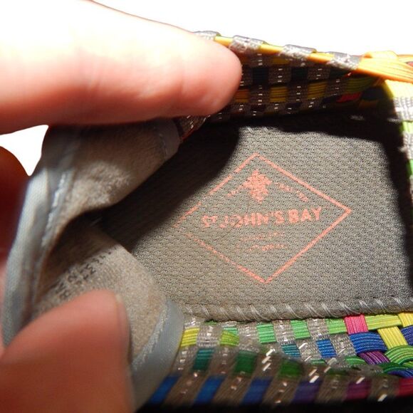 ST. JOHN'S BAY women's size 8 rainbow woven Karma Mary Jane wedges - Picture 9 of 12